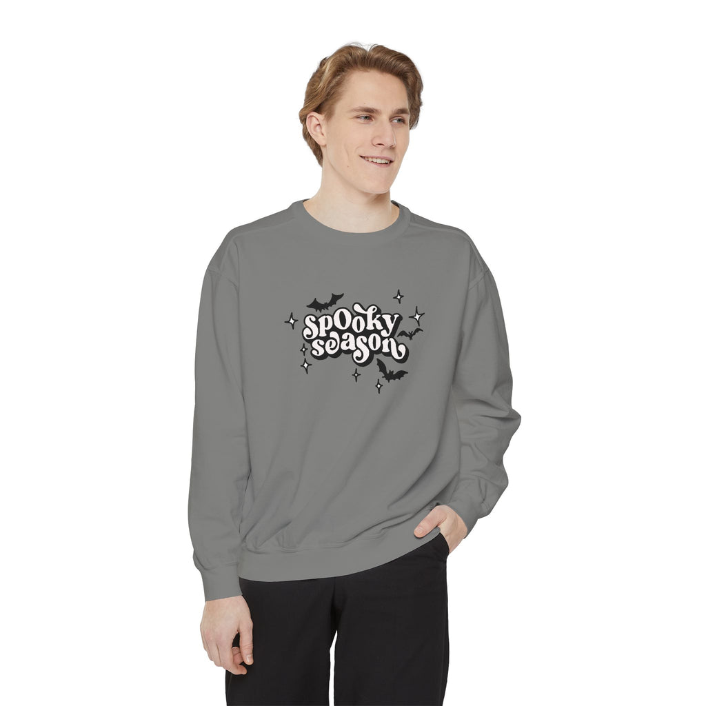 Spooky Season Sweatshirt - Unisex Garment-Dyed, Halloween Apparel, Cozy Fall Fashion, Wicked DBBAMZ Design, Perfect for October Celebrations