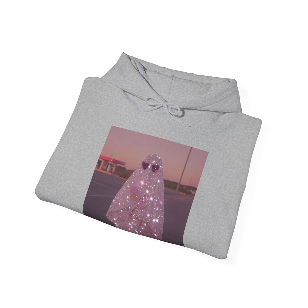 Sparkly Ghost Hoodie, Unisex Hooded Sweatshirt, Cozy Layer for Fall, Halloween Costume, Gifts for Teens, Streetwear Style